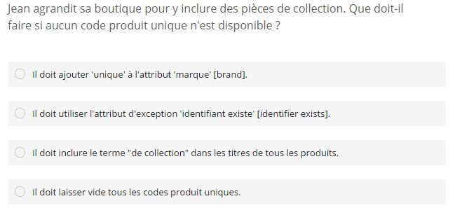 Certification Shopping Exemple Question