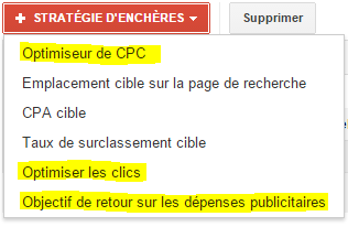 Stratégie d'enchères Shopping