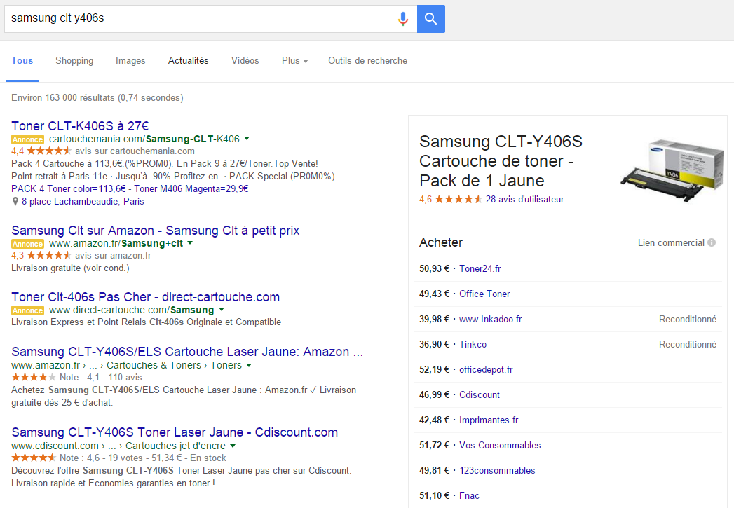 Google Shopping - Test affichage