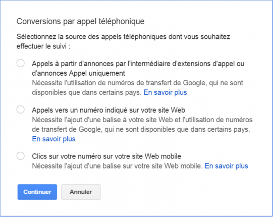 Conversion par appel téléphonique