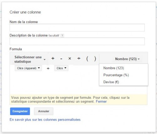 Formules personnalisées AdWords