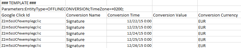 Tamplate conversions hors ligne