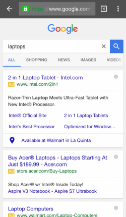Google AdWords annonces mobiles