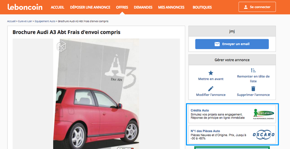 Format publicitaire vignettes Le Bon Coin