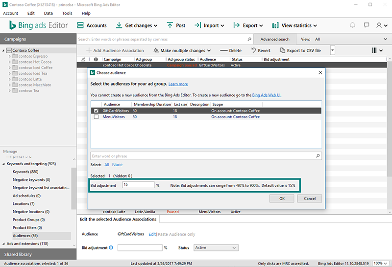 Ajustement d'enchères sur les audiences