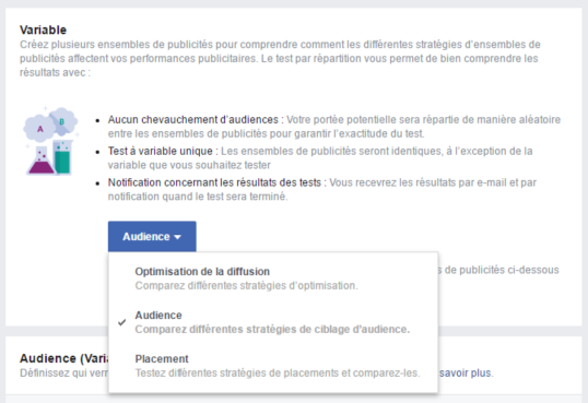 Test de répartition Facebook