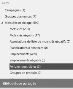 ciblage appareil bing ads editor