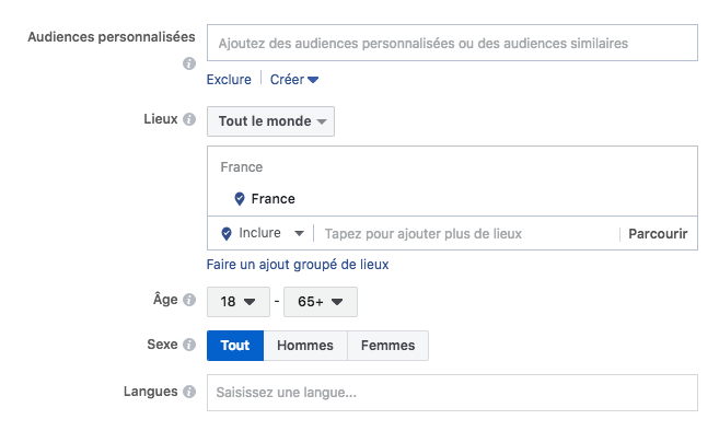 ciblage facebook ads