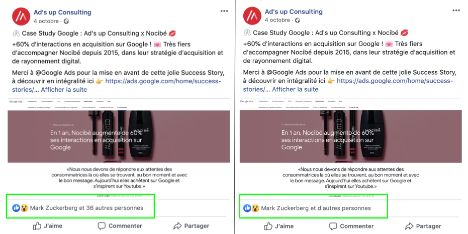 Disparition Like Facebook