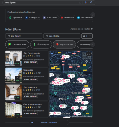 annonce hôtel sur Google