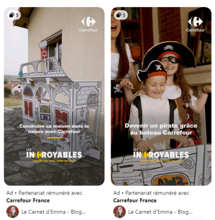 Collaboration entre Carrefour et Le Carnet d'Emma sur Pinterest. Source : Pinterest.