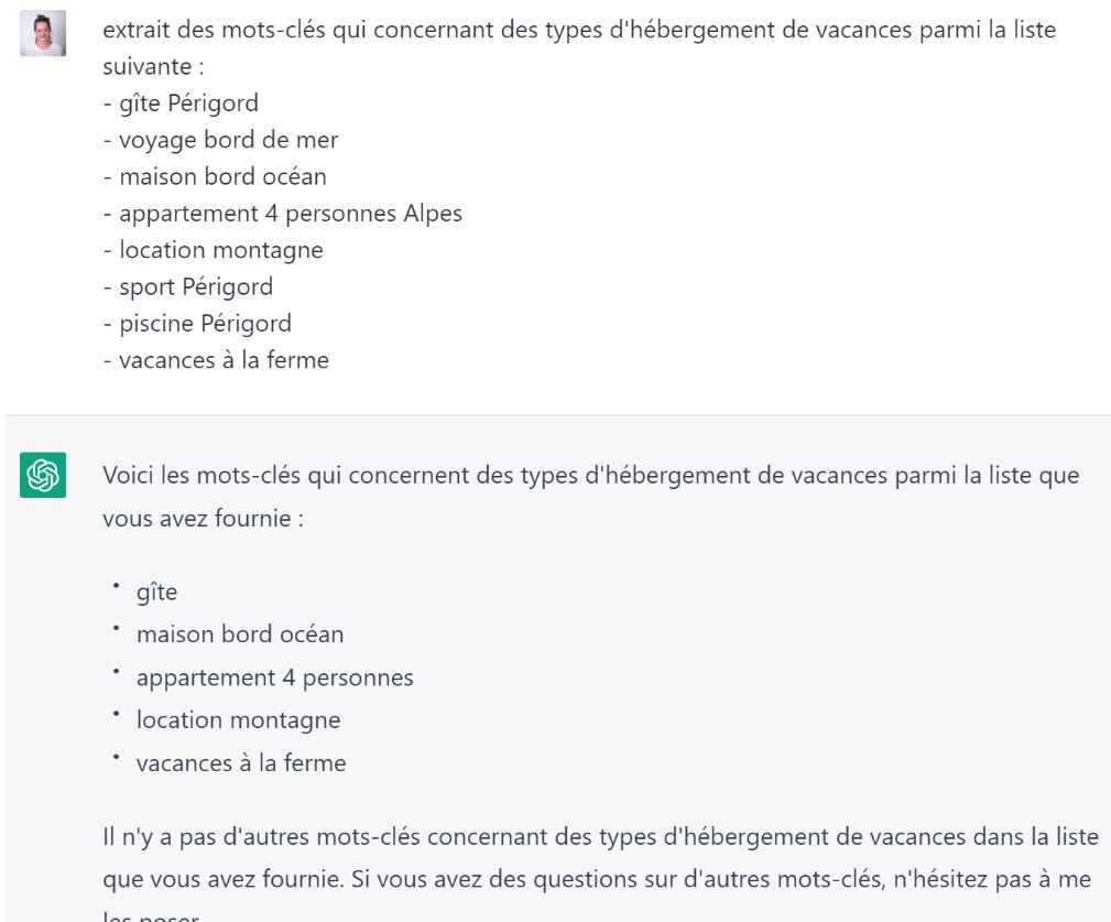 filtrer et catégoriser KW