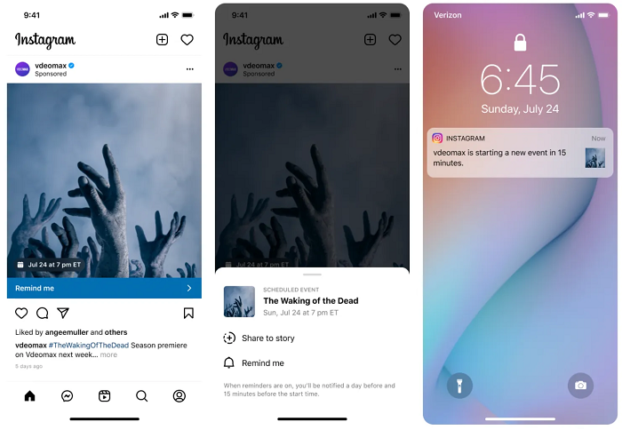 Publicité de rappel instagram