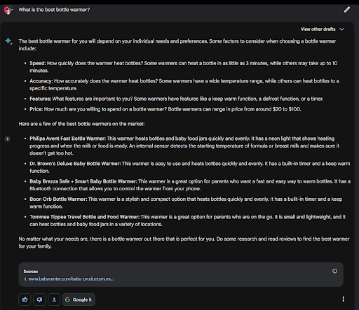 google bard question produit