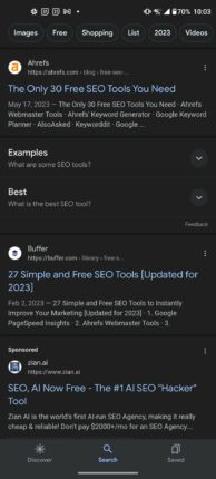 Une annonce sponsorisée entre deux résultats organiques sur Google