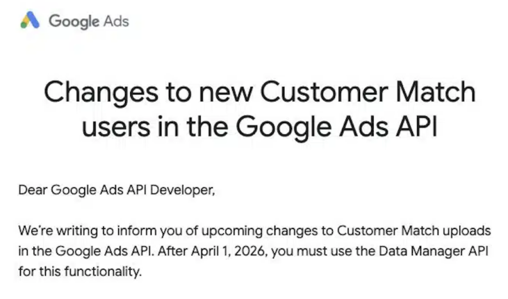 Customer Match : Google change les règles de l'import de données via l'API
